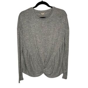 Banana Republic Luxespun Gray Mottled Long Sleeve Knot Front Top